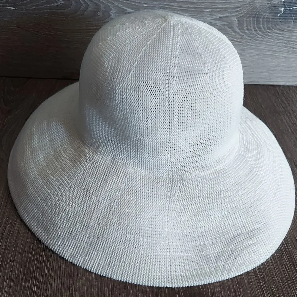 Scala Women's Knitted Poly Straw Big Brim Hat White One Size